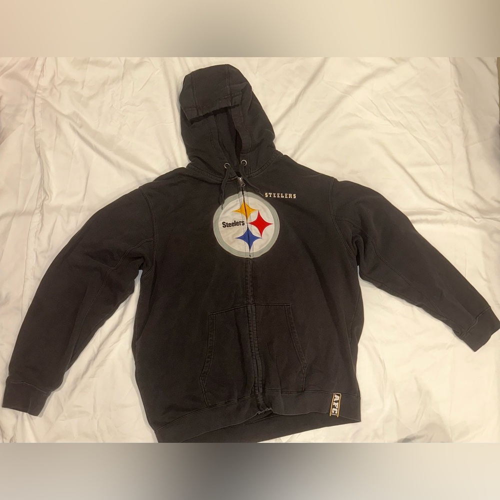 NFL PITT STEELERS AFC N Team Apparel Black Zip Up Hoodie XL